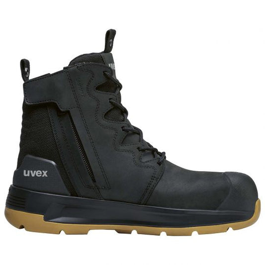 UVEX 3 X-Flow Side-Zip Work Boot Black/Tan-Footwear-Uvex Safety-ProtectCoAustralia