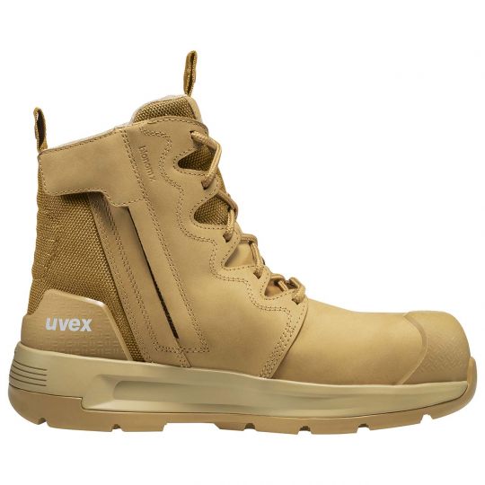 UVEX 3 X-Flow Side-Zip Work Boot Tan-Footwear-Uvex Safety-ProtectCoAustralia