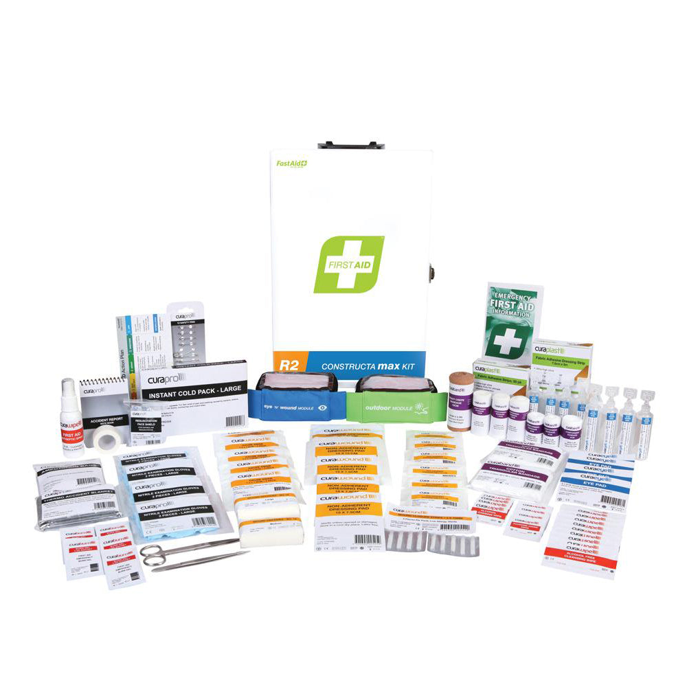 FastAid R2 Constructa Max First Aid Kit Metal Wall Mount-First Aid Kits-FastAid-FAR2C10-ProtectCoAustralia