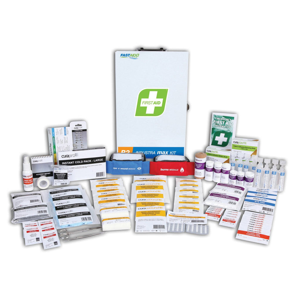 FastAid R2 Industra Max First Aid Kit Metal Wall Mount-First Aid Kits-FastAid-FAR2I10-ProtectCoAustralia