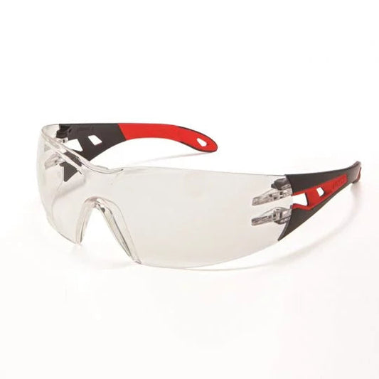 UVEX Pheos S Glasses-Safety Glasses-Uvex Safety-9192-081-Black/Red-Clear-ProtectCoAustralia