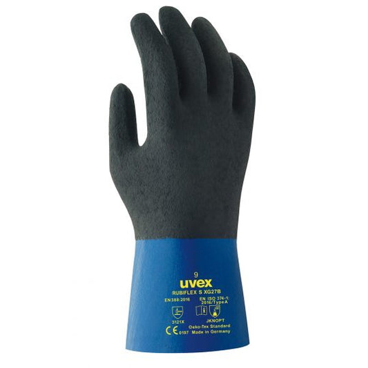 UVEX Rubiflex S XG27B Chemical Protection Glove-Safety Gloves-Uvex Safety-UVEX-XG27BF2-Size 9-ProtectCoAustralia