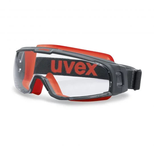 UVEX u-Sonic Goggles-Safety Glasses-Uvex Safety-9308-342-Black/Red-Clear-ProtectCoAustralia